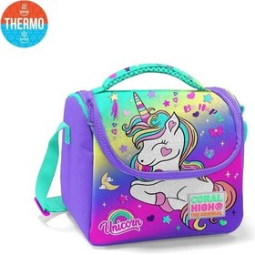 Resim Coral High Kids Lavanta Su Yeşili Unicorn Desenli Desenli Thermo Beslenme Çantası 11729 