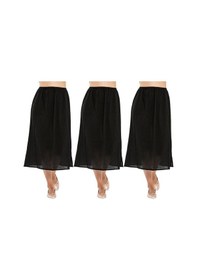 Resim Eliş Şile Bezi Şile Bezi Jüpon Beli Lastikli Tam Boy Kadın Uzun Etek Astarı 3'lü Set Siyah-siyah-siyah Syh/sy/syh-siyah-siyah-siyah Siyah 