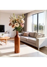 Resim Dora Kahverengi Ahşap Dekoratif Vazo Kahverengi 