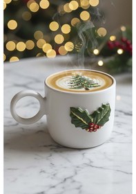 Resim Rivaistanbul Kokina Amore 24 K Altın Süslemeli El Yapımı Yılbaşı Hediyesi Seramik Double Kahve Fincanı, Mug, Kupa Çok Renkli 