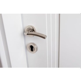 Resim Nikel Rozetli Noktalı Yale Kapı Kolu (İç - Dış Takım) 