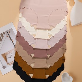 Resim 7'li Paket Katı Renk Kadın İç Çamaşırı, Rahat Dikişsiz Kadın Külotları, Tek Parça Düz Bel Bandı Spor Fitness Kadın İç Çamaşırı. 