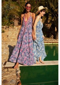 Resim Defacto Regular Fit Etnik Desenli Boyundan Bağlamalı Maxi Plaj Elbisesi-fall İn Love E4581ax25smpn463 Pembe 