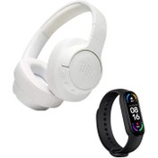 Resim Jbl Uyumlu Tune 700BT Kablosuz Kulaklık Beyaz Renk ve Xiomi Uyumlu Mi Ban 6 Akılı Bileklik 