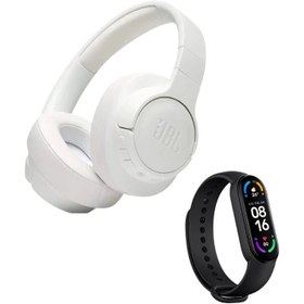 Resim Jbl Uyumlu Tune 700BT Kablosuz Kulaklık Beyaz Renk ve Xiomi Uyumlu Mi Ban 6 Akılı Bileklik 