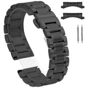 Resim 18mm, 20mm, 22mm Ve 24mm İçin Saat Kayışı - Çelik Yedek Kayış 18mm Siyah 