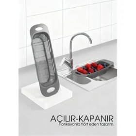 Resim SHC4200 Ayarlanabilir Sürgülü Lavabo Süzgeci - Mutfak Için Pratik Tasarım Gri̇ 722439 