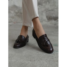 Resim Pippa Kahve Kroko Hakiki Deri Kadın Makosen 