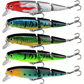Resim 5 adet Çoklu Eklemli Wobbler Balıkçılık Yemleri - 11cm/4.33 inç, 14.5g - Turna ve Karp Balıkçılığı için Yapay Bionik Yemler - Segmentli Minnow Crankbait - Balıkçılık Takımı 
