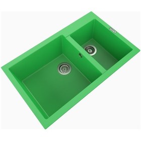 Resim Polex Cristalüx Granit Evye P-1.75 Yeşil 1.5 Gözlü Tezgah Altı Ve Tezgah Üstü Mutfak Evyesi 81x50.5 CM 