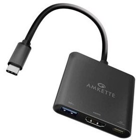 Resim Amkette 3 in 1 USB Type-C Multiport Travel Hub, Black 