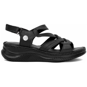 Resim Mammamia D25ys-2265 Kadın Hakiki Deri Dolgu Topuk Sandalet Siyah Siyah 