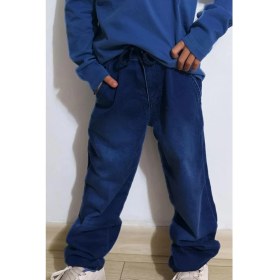 Resim Breeze Erkek Çocuk Jean Pantolon Bağcıklı Fermuarlı Cepli 5-9 Yaş, Koyu Mavi 