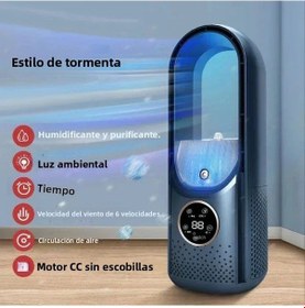 Resim Taşınabilir Kanatsız Fan Led Ekranlı Hava Soğutucu Mavi, 