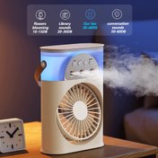 Resim Taşınabilir USB Fan, 3 Ayarlanabilir Hız Ayarı, Nemlendirici ve RGB Gece Lambası - Büyük Kapasite, 10-15dB Sessiz Çalışma, Ev, Ofis ve Seyahat İçin İdeal, Masa Fanı | Taşınabilir Fan | USB Güçlü Fan 