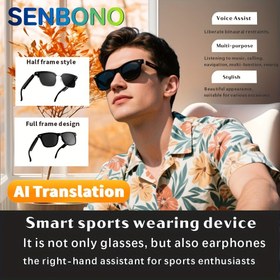 Resim SENBONO AI Çeviri Akıllı Gözlük, 144 Dil Çevirisi, Dahili Mikrofon & Hoparlör, Kablosuz, 35g Hafif, Batarya, Dokunmatik Kontrol, HIFI Müzik Kalitesi, Seyahat Aksesuarı, Modern Gözlük, Yüksek Kaliteli Ses, Sesli Asistan, blutut kulaklık, kulaklıklar bluetooth kablosuz, kulaklık kablosuz, telefon, bulutlu kulaklık, kulaklık bluetooth, bluetooth kulaklıklar, kablosuz kulaklık 