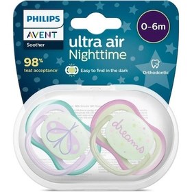 Resim Philips Avent Ultra Air Night Karanlıkta Parlar Gece Emziği 0-6 Ay Kız Scf376/19 