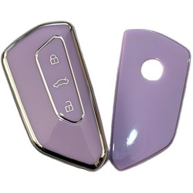 Resim Autohan Keys Nano Anahtar Kılıfı Golf 8, Caddy, Leon Cupra, Formentor İçin Uyumlu, Lila Gümüş Renk 