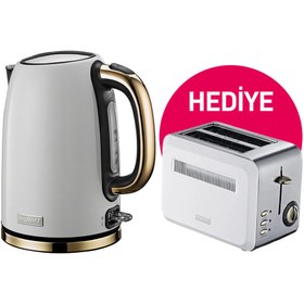 Resim Berghoff Gem Titan 1.7 Litre Parlak Beyaz Gold Su Isiticisi Ve Ekmek Kizartma Makinesi 
