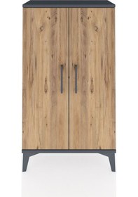 Resim Arges Komodin 2 Raflı 2 Kapaklı 60x30x106 Antrasit-çam Antrasit 