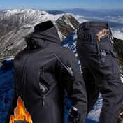 Resim 2 adet Erkek Kalın Sıcak Polar Kapüşonlu Ceket ve Pantolon Seti - Rüzgar Geçirmez, Esnek Olmayan Kumaş, Düzenli Beden Cep Detaylı Açık Hava Sporları, Yürüyüş, Bisiklet, Balıkçılık ve Günlük Giyim İçin, Açık Hava Sporları Ekipmanı|Günlük Stil|Cep Detaylı Ceket, Kalın, Balıkçılık Kombini Adam, Termal Yarım Giyim Balıkçılık İçin, Taktik Ekipman Seti, İş Giyim Kombini, Rock Tırmanışı 