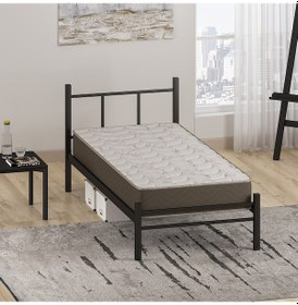 Resim Mobpazar 616072 Metal Karyola + Basic Full Ortopedik Yatak 90 x 190 CM Siyah 