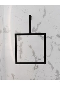 Resim Aju Havluluk Metal Ev Mutfak Banyo Duvara Monte Havlu Tutacağı Kare Modern Şık Tasarım Siyah 
