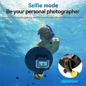 Resim TELESIN Su geçirmez Dome Port DJI Action 5 Pro Action 4 3 Kamera, sualtı Konut Case w Yüzer Kolu Kavrama Bilek Kayışı Dalış Dalış Aksesuarları 