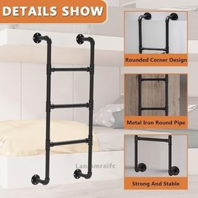 Resim Ferforje Ranza Yatak Merdiveni Çatı Katı Bodrum Yurt Karavan Duvara Monte Çatı Basamakları Çıkışlı Pencereli Merdivenler 49 inç (125 cm) 