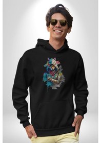 Resim Kedi Assassin's Creed Kadın Erkek Siyah Kapüşonlu Sweatshirt Hoodie Siyah 