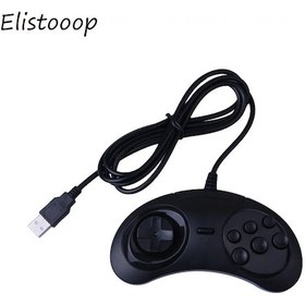 Resim Siyah Kablolu Usb Klasik Gamepad 6 Düğmeler Sega Usb Klasik Oyun Denetleyicisi Joypad Sega Genesis/md Pc/2 Y1301 /mac Mega Sürücü 