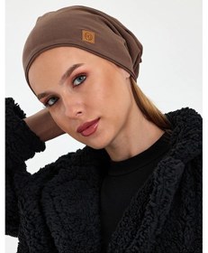Resim Kahverengi Arkası Açılabilir Eşsiz, Rahat Ultra Yumuşak Esnek Trendy 4 Mevsim Penye Bandana Bere - Standart / Kahverengi Kahverengi 
