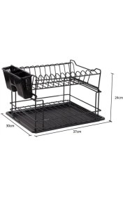 Resim Geseus Home Iki Katlı Modüler Tabaklık Bulaşıklık Mat Siyah KB010S 
