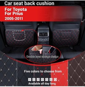 Resim Dashanshop Toyota Prius 2005-2011 Oto Kolçak Koruyucu Saklma Cebi Anti-kick Mat Siyah Beyaz 2li 