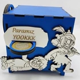 Resim Ahşap Dekoratif Kumbara Kutusu, Kadın Erkek Figürlü, 11 cm Yükseklik 