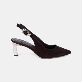 Resim Desa Kadın Acı Kahve Slingback Sivri Burunlu Süet Stiletto 
