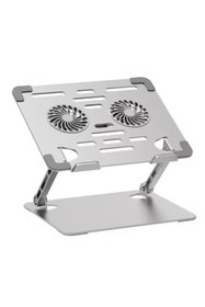 Resim Deppo Trend Laptop/Notebook/Macbook Uyumlu Soğutucu Fanlı Katlanabilir Yükseklik Ayarlı Metal Masa Üstü Standı 