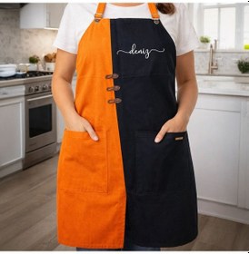 Resim Bk Gift Kişiye Özel İsimli Turuncu & Siyah Mutfak Önlüğü -10, Aşçı Ve Şef Önlüğü, Ev Hediyesi Kobitmeyencom36628 Bk Gift Renkli 