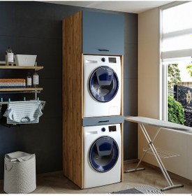 Resim Çamaşır Ve Kurutma Makinesi Dolabı+Üst Dolabı 67X240 Cm A.Çam-Ant Atlantik Çam - Antrasit 