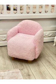 Resim Breda Home Concept Pembe Teddy Ahşap Ayaklı Çocuk Bebek Koltuğu Sandalyesi 