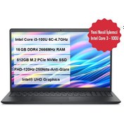 Resim Dell 15 Intel Core 3-100U 16 GB RAM 512 GB SSD 15.6" Ubuntu Notebook DC15250-01 