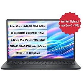 Resim Dell 15 Intel Core 3-100U 16 GB RAM 512 GB SSD 15.6" Ubuntu Notebook DC15250-01 