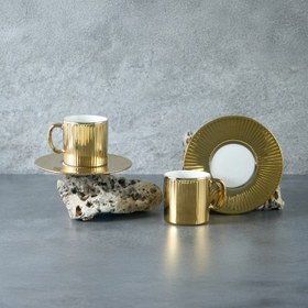 Resim Aryıldız Lumiere Gold 4 Parça 2 Kişilik Türk Kahve Fincan Takımı 90 ml 