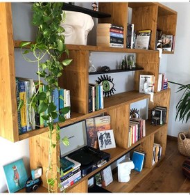 Resim Woodesk Yonca Masif Ağaç Tik Renk 200x200 Kitaplık Cpt6004-200 