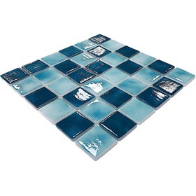 Resim MozaiKristaL Havuz Ve Tüm Yüzeyler Için 50x50mm Turkuaz Mix. 31.5x31.5cm Fileli Cam Mozaik. ( 1 M2 Fiyatıdır ) 