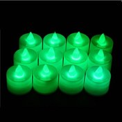 Resim Lemestar Beyaz Kasa Yeşil Işık Yakmamaz Led Mumlar - Ev Nikah Doğum Günü Dekorasyon Malzemesi - 24 Adet Kutulu Çok Renkli 