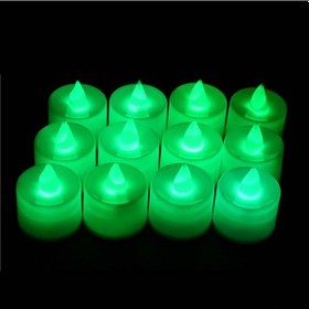 Resim Lemestar Beyaz Kasa Yeşil Işık Yakmamaz Led Mumlar - Ev Nikah Doğum Günü Dekorasyon Malzemesi - 24 Adet Kutulu Çok Renkli 