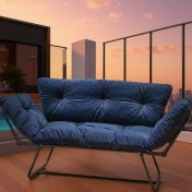 Resim Royal Blue Luxe Katlanır Yataklı Kanepe – Mekanizmalı Ikili Lacivert Çekyat, Premium Konfor 
