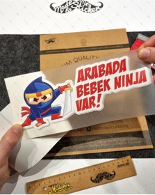 Resim Bay Etiket Bob17 Arabada Bebek Ninja Var Etiketi V2 