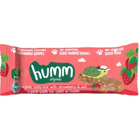 Resim HUMM Organik Vegan Çilekli ve Fındıklı Yulaf Bar 27g 